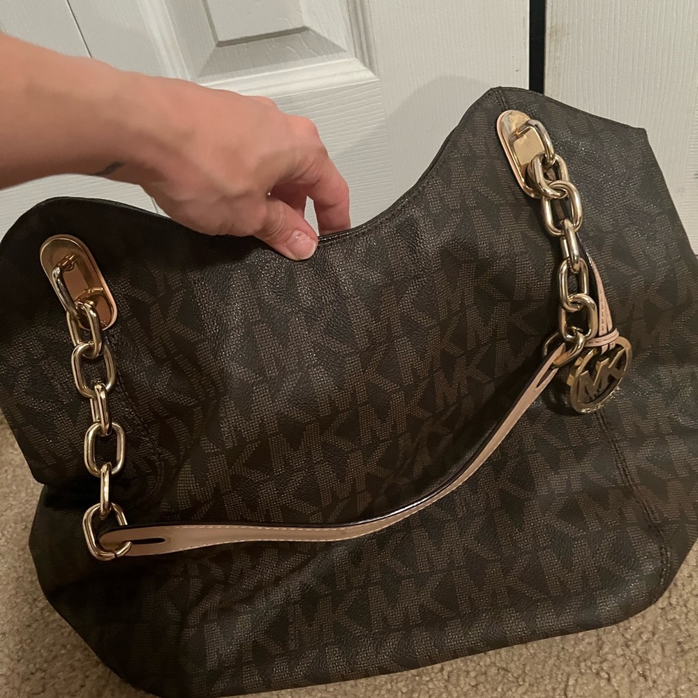 Micheal Kors Large Brown Monogram Satchel